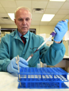 Scientist collecting samples