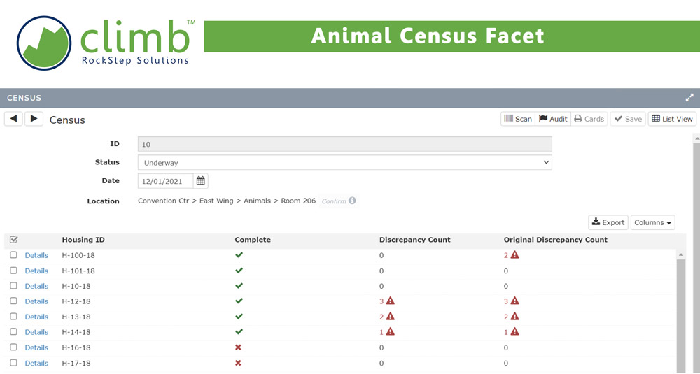 Climb Animal Census Facet