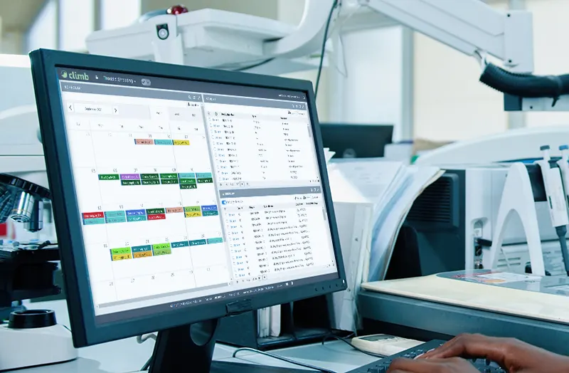Climb calendar on a desktop monitor in a lab